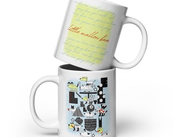 Taza de café con diseño de perro adorable, taza de cerámica blanca brillante con ilustración, regalo único para amantes de los perros, taza de té colorida con diseño de animales estilo pop art, decoración divertida para la cocina.