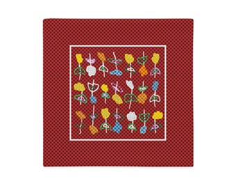 Funda de almohada Premium Retro Pop Flower - Funda de cojín floral colorida dibujada a mano, decoración de arte gráfico vibrante, lindo regalo para ella, 18x18 22x22