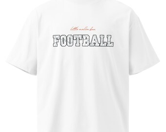 Camiseta para amantes del fútbol, camiseta con tipografía gráfica, camiseta orgánica extragrande de cuello alto, regalo para aficionados al fútbol, camiseta unisex con estampado de letras universitarias.