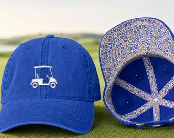 Damska czapka golfowa, haftowana czapka golfowa, spersonalizowana czapka golfowa, zabawna czapka golfowa, czapka z kwiatowym wzorem, prezent golfowy dla niej