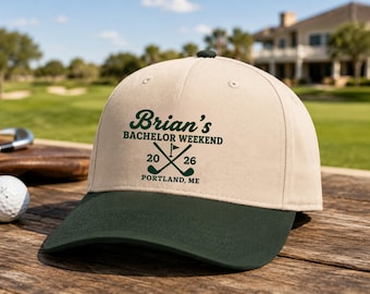 Cappelli personalizzati per addio al celibato/nubilato a tema golf / Cappelli per viaggio di golf dei testimoni dello sposo / Cappelli personalizzati per weekend di addio al celibato / Cappelli da golf coordinati / Regalo per la squadra dello sposo
