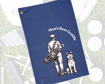 Asciugamano da golf personalizzato / Regalo da golf personalizzato per lui / Asciugamano da golf per amanti dei cani / Asciugamano per sacca da golf / Regalo da golf unico / Asciugamano per la pulizia delle mazze da golf