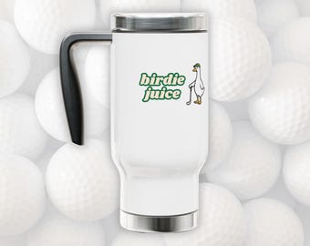 Divertido vaso térmico de golf Birdie Juice / Taza de viaje isotérmica de 414 ml con asa / Regalo de golf para hombres y mujeres / Accesorios de golf / Idea de regalo para golfistas