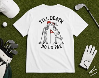 Comfort Colors Till Death Do Us Par Comfort Colors Shirt, maglietta personalizzata per matrimonio e golf, maglietta personalizzata con iniziali e data, regalo per gli sposi