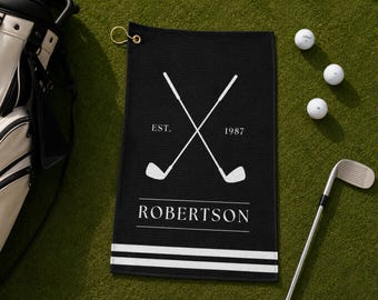 Asciugamano da golf personalizzato / Asciugamano da sacca da golf con nome personalizzato / Regalo da golf per uomini, papà e testimoni dello sposo / Accessori da golf in microfibra