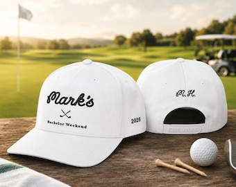 Cappello da addio al celibato personalizzato per golf - Regalo personalizzato per i testimoni dello sposo - Cappellino da viaggio per golf di marca famosa con ricamo - Cappello per la squadra dello sposo per il weekend di addio al celibato