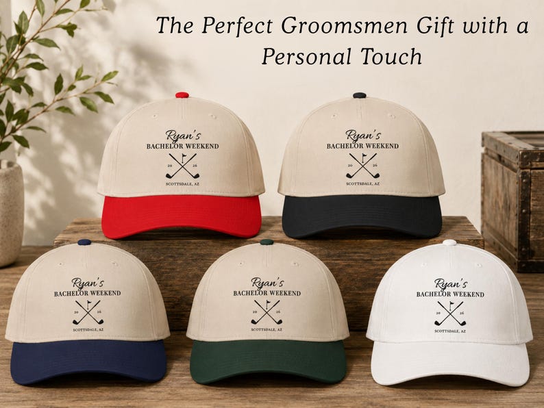 Custom Golf Bachelor Party Hats | Groomsmen Golf Trip Hats | Personalized Bachelor Weekend Hats | Matching Golf Hats | Groom Crew Gift image 9