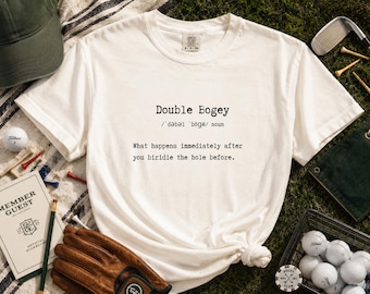 Maglietta da golf divertente Comfort Colors - Maglietta Double Bogey - Regalo per golfisti con cui identificarsi - Maglietta umoristica Birdie Then Bogey - Maglietta grafica da golf vintage