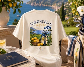 Maglietta Limoncello Golf Club, T-shirt estiva italiana Comfort Colors, Maglietta Costiera Amalfitana, T-shirt da golf vintage costiera, Maglietta da golf La Dolce Vita