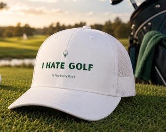 Odio il cappello da golf, Cappello da golf divertente, Cappellino da golf da camionista, Regalo per gli amanti del golf, Cappello da golf ricamato, Cappello da papà golfista, Regalo da golf per lui, Cappello da country club