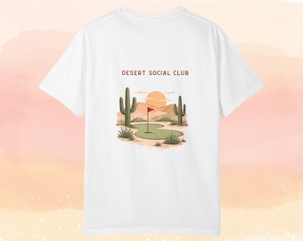 Maglietta da golf Comfort Colors Desert, maglietta da golf Arizona, maglietta da golf retrò con cactus, maglietta Desert Social Club, abbigliamento da golf colorato, regalo per golfisti