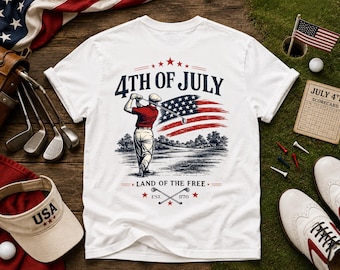 Maglietta da golf Comfort Colors per il 4 luglio, maglietta da golf patriottica, maglietta da golf americana, maglietta vintage USA, maglietta da golf divertente, regalo per golfisti, 4 luglio