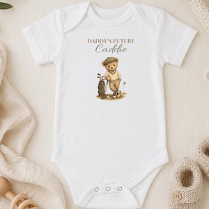 Grenouillère bébé golf, tenue Future Caddy de papa, cadeau de baby shower golf, body neutre pour bébé, tenue de bébé vintage, cadeau papa golfeur, grenouillère bébé