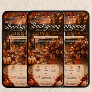 Animated Thanksgiving Invitation Template, Editable Canva MP4 Evite, Friendsgiving Dinner Invite, Digital Thanksgiving Invite