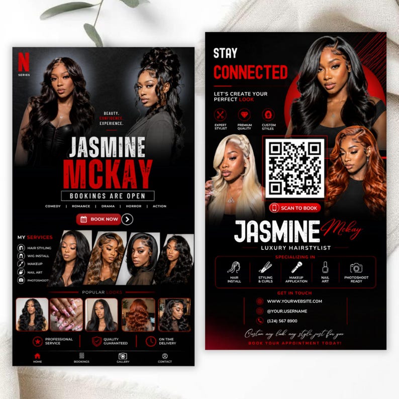 Minimalist Business Card Template, Hair Stylist Business Card, Lash Tech Nail Tech Card, Editable Canva Beauty Branding Template