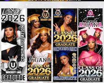 Graduation Banner Template, Editable Canva Grad Party Banner, Class of 2026, DIY text, Instant download