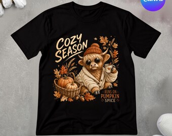Hojas que caen No lo hago PNG / Vaca de las Tierras Altas Cayendo PNG / Diseño de camiseta retro de vaca de otoño / Vaca occidental semitono PNG / Sublimación de animales de granja