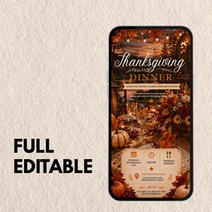 Animated Thanksgiving Invitation Template, Editable Canva MP4 Evite, Friendsgiving Dinner Invite, Digital Thanksgiving Invite
