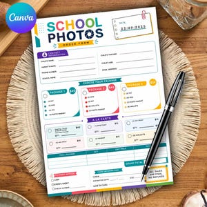 Editable School Photo Order Form Canva Template (Digital Download)