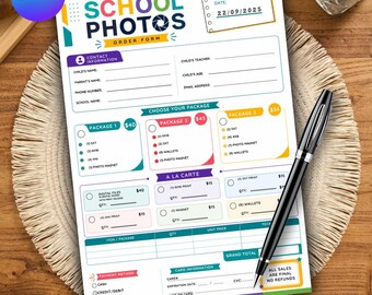 Plantilla editable de Canva para formulario de pedido de fotos escolares (descarga digital)