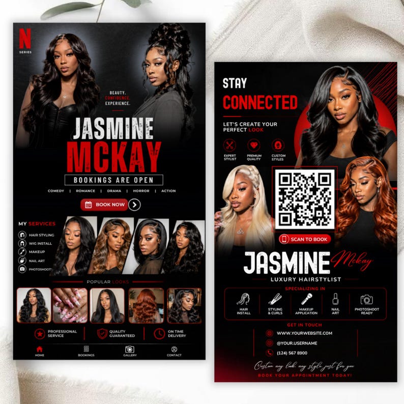 Minimalist Business Card Template, Hair Stylist Business Card, Lash Tech Nail Tech Card, Editable Canva Beauty Branding Template