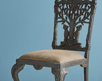 Artisan Hand-Carved Woodland Bird Chair – Sculptural Wildlife Motif Accent Seating