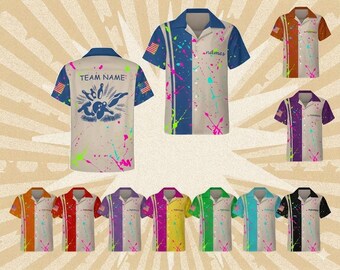 Camisas hawaianas de bolos personalizadas, camisas retro de bolos, camisas para equipos y amantes de los bolos, camisas casuales vintage de manga corta con botones, camisa de bolos
