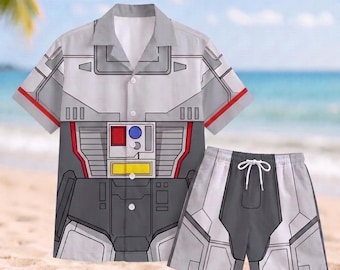 Camisa hawaiana de disfraz de Megatron, pantalones cortos Decepticon de Transformers, cosplay de la película de robots, regalo para fans de Transformers