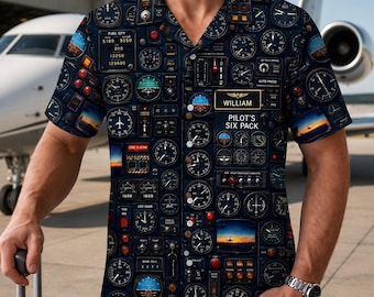 Personalized Born-to-Fly Pilots Hawaiian Shirt, Custom Color and Name Button Up Shirt, Gift For Pilots