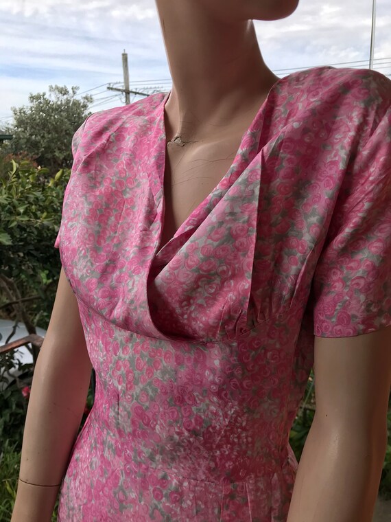 Gorgeous 1940s pink floral sun frock ~ Sz S
