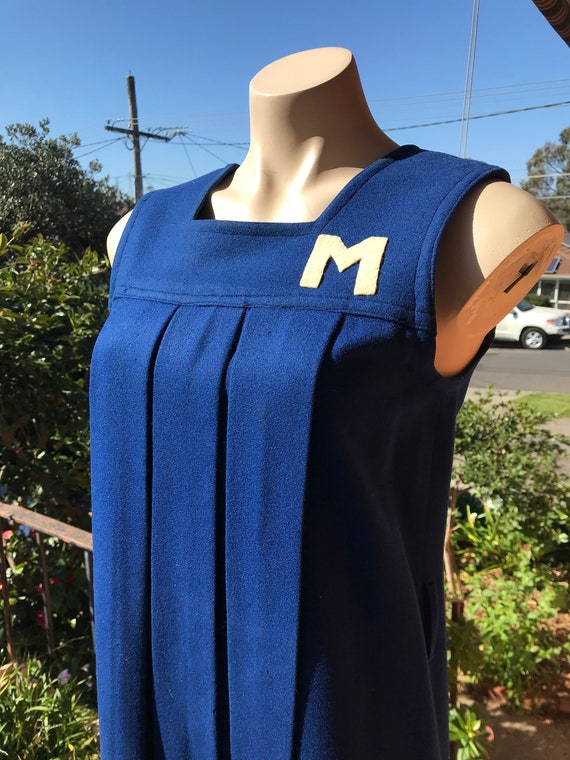 M'ade for you ~ 1940s navy blue wool pinafore ~ sc