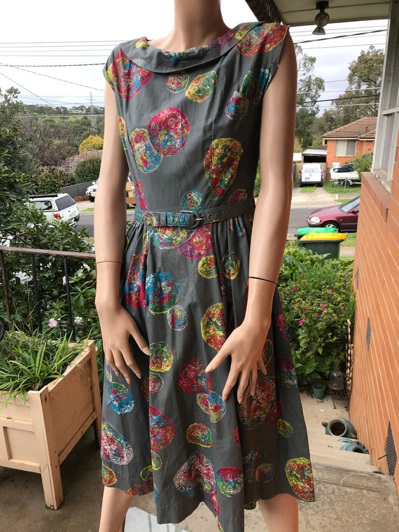 Cotton 1960s coloured balls dress - Sz S