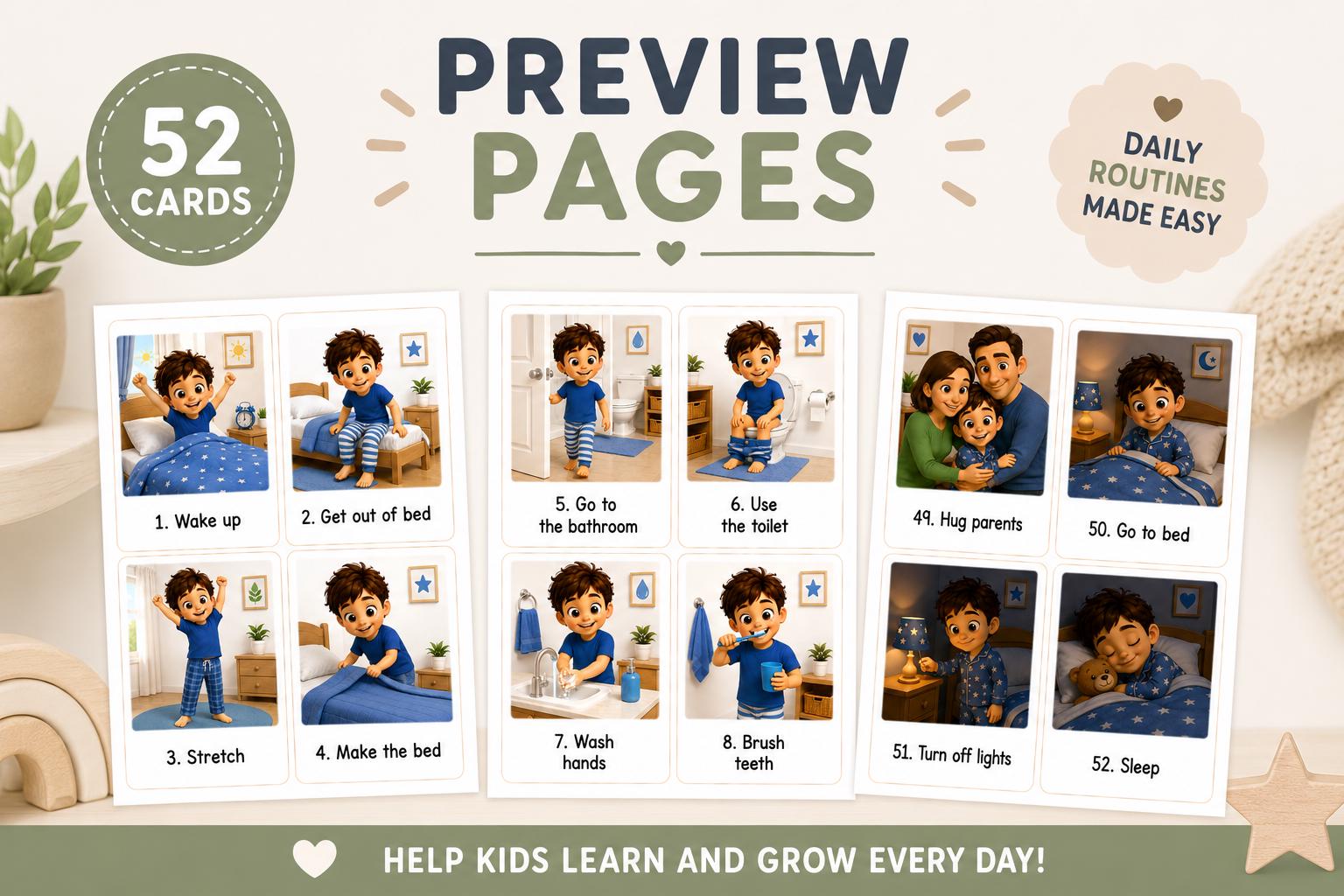 Daily Routine Flashcards for Kids | Montessori Visual Schedule ...