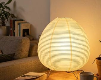 Lanterna di carta giapponese, lampada da tavolo in carta di riso, lampada da comodino a LED, lampada da scrivania minimalista, illuminazione ambientale calda, decorazione per la casa