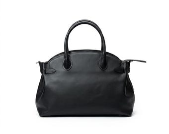 Handgefertigte schwarze Kieselstein-Leder übergroße Tragetasche Minimalistische Arbeit Laptoptasche