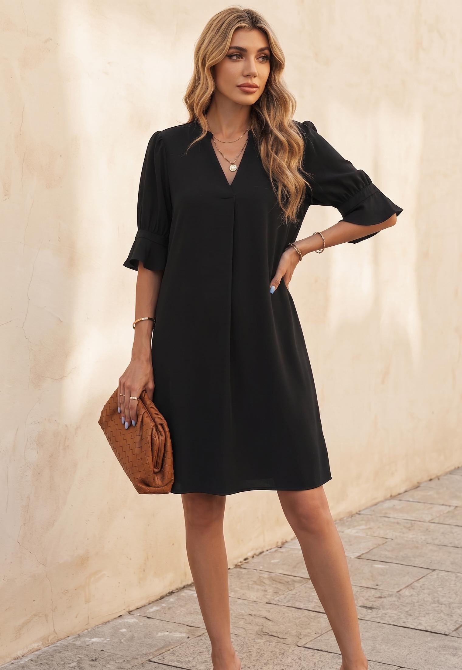 Black V Neck Dress - Etsy Black V Neck Dress - Etsy