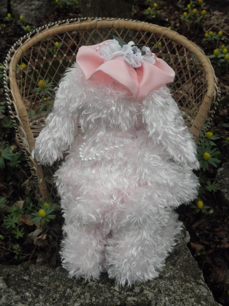 Pink Bunny, Easter Bunny, artist bear rabbit, plush jointed bunny image 5