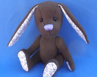 Viola - Chocolate Brown Easter Bunny, Artist soft sculpture rabbit, plush rabbit