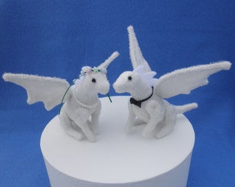 Wedding Dragons, miniature white dragons, dragon cake topper, wedding keepsake dragons