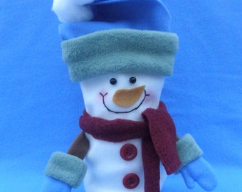Snowman, holiday gift bag, snowman gift bag, valentine mailbox, holiday decor, hearts and snowman