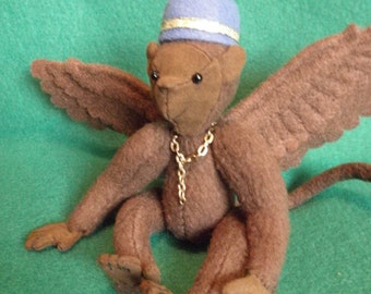 Flying Monkey, soft sculpture winged monkey, wizard of oz, fantasy monkey