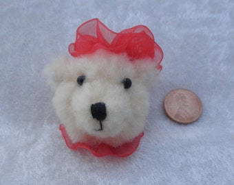 Teddy bear pin/brooch, wearable miniature teddy bear, holiday bear gift, red hat bear