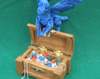 Treasure Chest, miniature wooden chest filled with jewels for your fantasy display