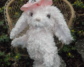 Pink Bunny, Easter Bunny, artist bear rabbit, plush jointed bunny