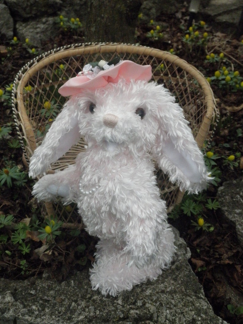 Pink Bunny, Easter Bunny, artist bear rabbit, plush jointed bunny image 1