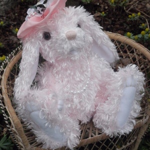 Pink Bunny, Easter Bunny, artist bear rabbit, plush jointed bunny image 2