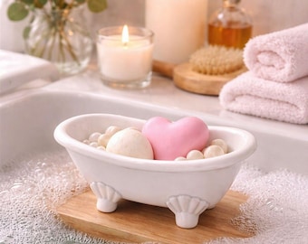 3D Printed Vintage Mini Bathtub Jewelry Holder – Elegant Bathroom Decor & Gift Idea