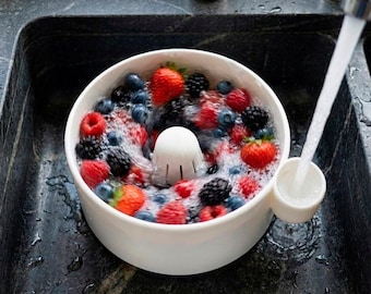 3D Printed Fruit & Vegetable Washer Bowl with Drain | Manual Cleaning Colander for Strawberries, Produce, Kitchen Tool