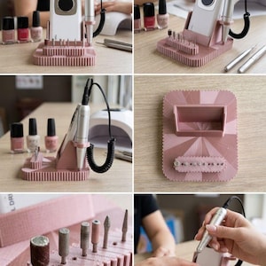 Complete Nail Drill Organizer Station – 3D Printed Holder for Machine & Bits