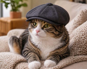Flat Cap Cat Hat 3D Printed – Stylish Pet Cap for Cats & Small Pets